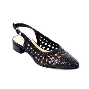 MOT-CLe 2528a Black Leather Slingbacks Buckle Sandals